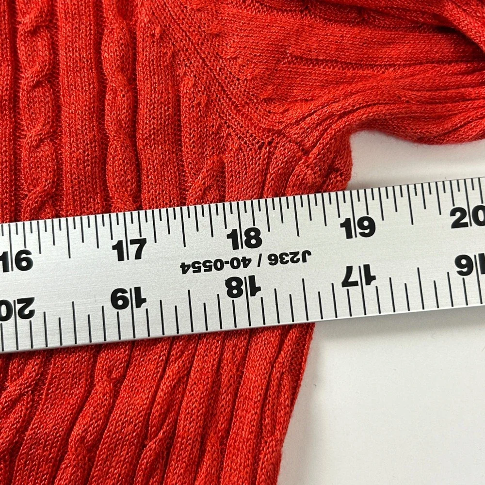 Silk Cashmere Sweater Womens Large Red Lightweight Cable‎ Knit Clique NY